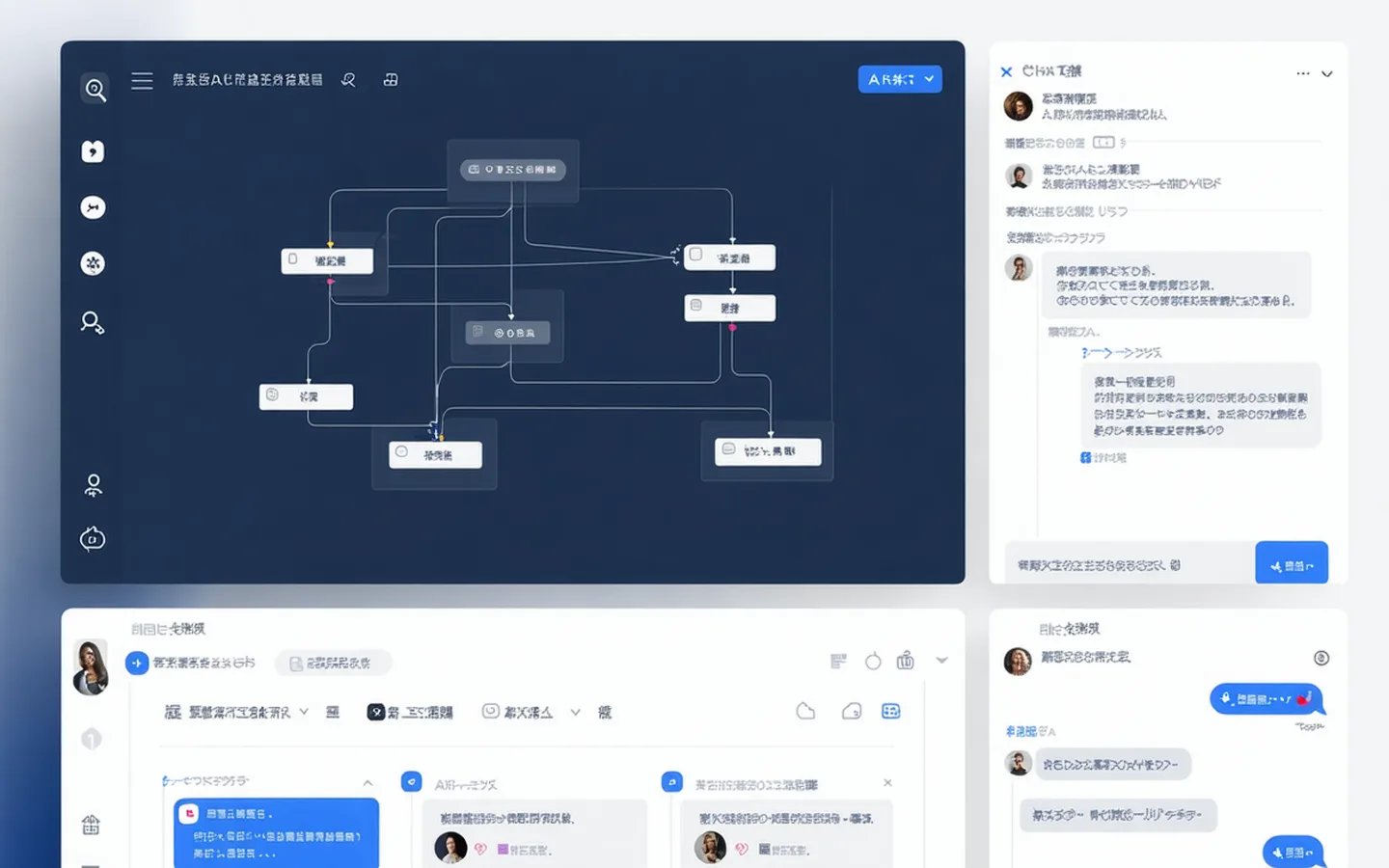 Askhub platform dashboard showing the agent builder interface with a visual workflow canvas and live preview panel